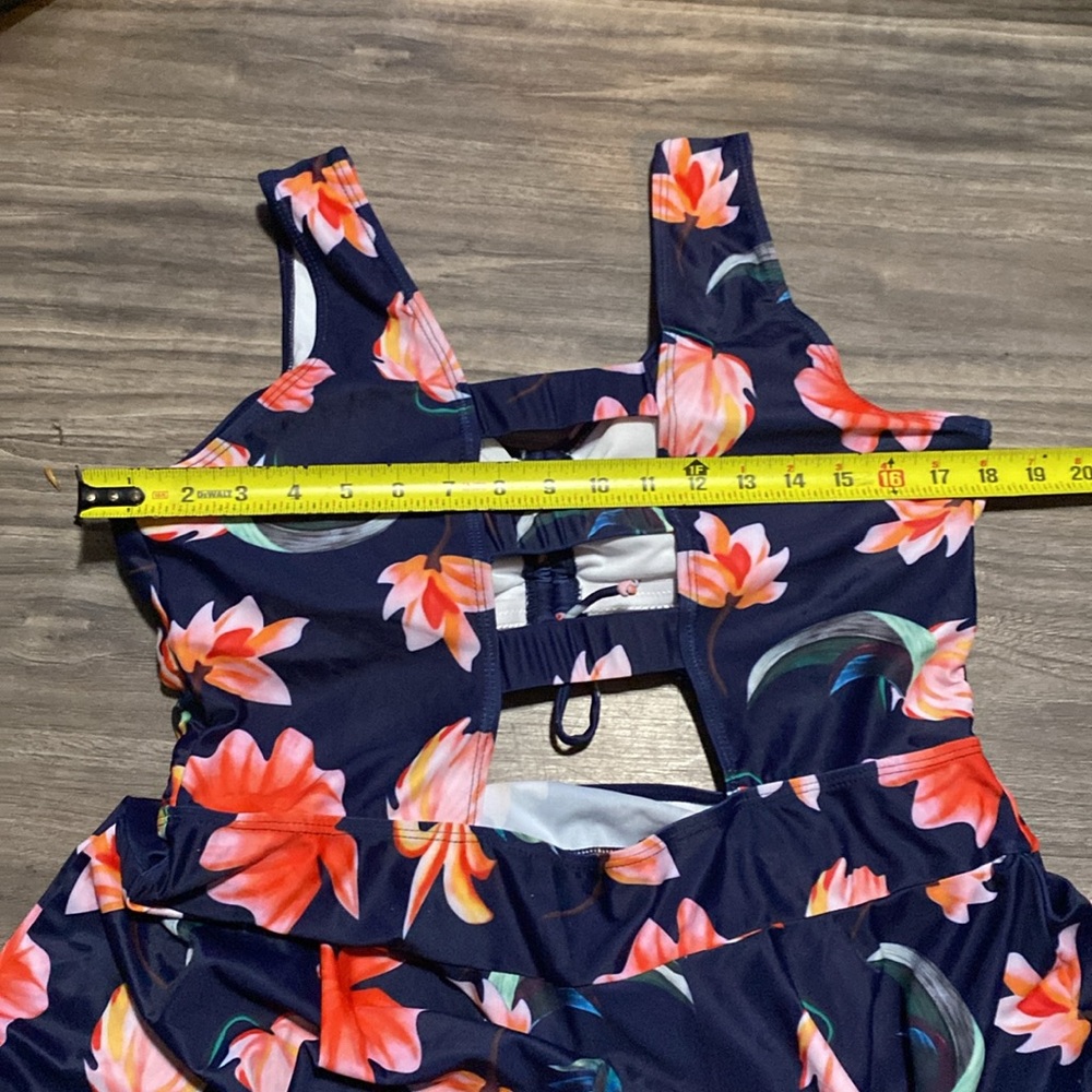 ESPRLIA Floral Print Halter Swimwear One Piece Pin up Tankini Swimwear 2XLT - Picture 6 of 6